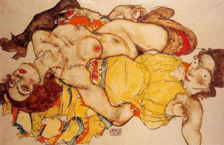 Egon Schiele Two Girls Lying Entwined